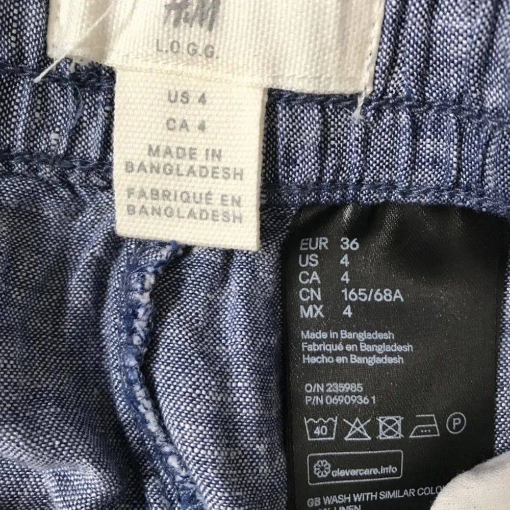 H&M LINEN BLUE TROUSER PANTS WOMENS 4